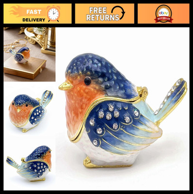 Hinged Trinket Box for Jewelry Storage - Collectible Bird Figurines, Organizer f