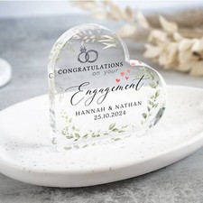 Personalised Engagement Heart Plaque Gift, Congratulations Engaged Gift