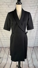 Lauren Ralph Lauren Cafe Society Black Wrap Dress V Neck Short Sleeve Belt Sz 10