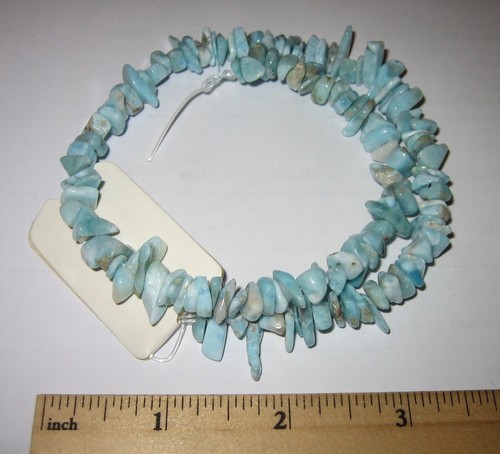 HERMOSO CHIP NUGGET LARIMAR NATURAL PULIDO CAÍDO 14,5" CADENA DE CUENTAS 39 g *6 - Imagen 5 de 6