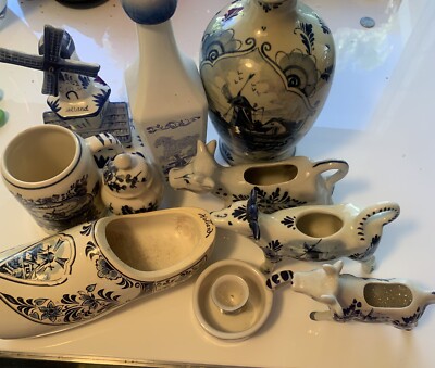HOLLAND BLUE AND WHITE VINTAGE COLLECTION Of DELFT ~10pc