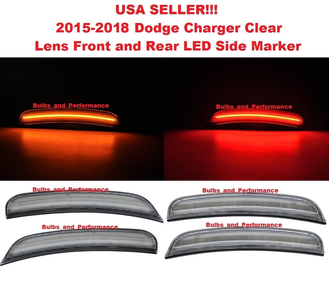 CLEAR LENS LED SIDE MARKER LIGHTS FRONT & REAR SET for 2015-23 DODGE CHARGER