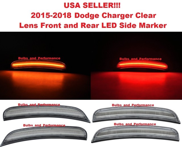 CLEAR LENS LED SIDE MARKER LIGHTS FRONT & REAR SET for 201820 DODGE CHARGER eBay