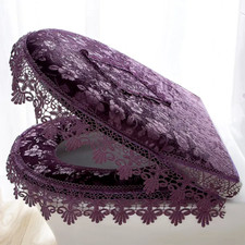 3PCS Velvet Toilet Seat Cover Set Lace Lid Pads Zipper Water Tank Cover Bath Mat