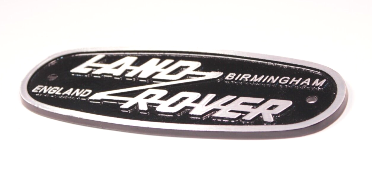 ALLUMINIUM SOLID DIECAST BADGE "LAND ROVER BIRMINGHAM ENGLAND