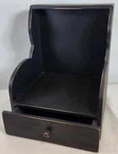 Primitive Home Decor Style Black Freestanding Small Shaker Box w/Drawer & Knob