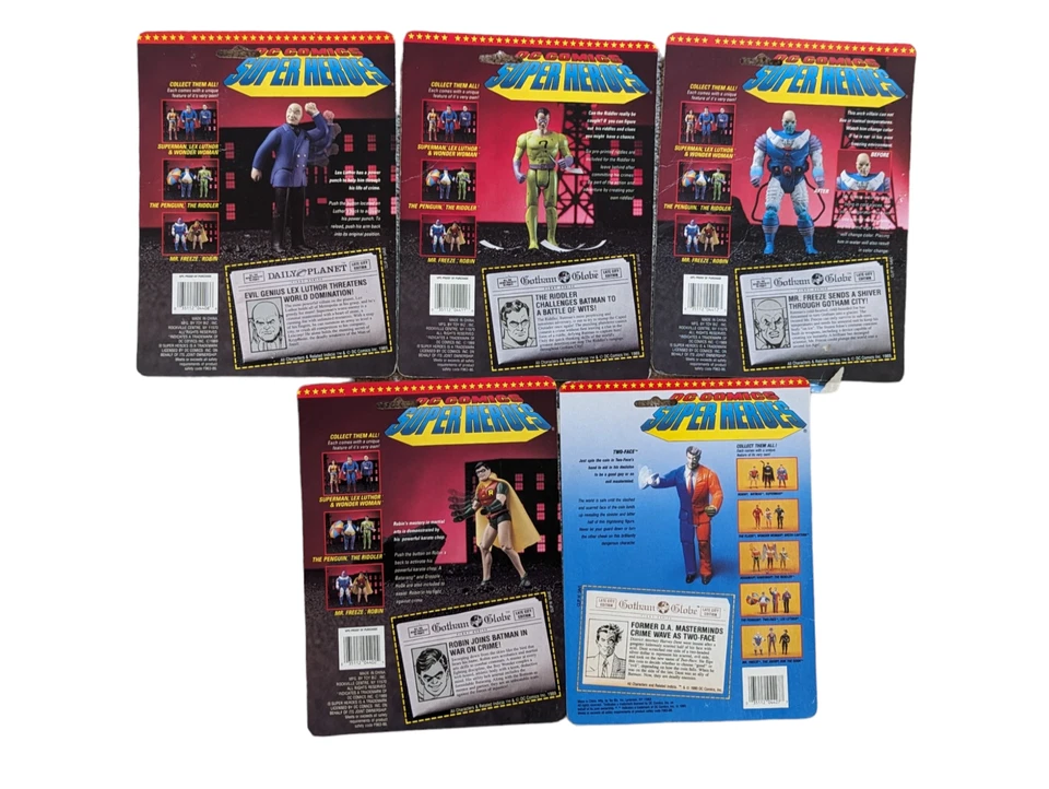 Lote de 27 reverso de tarjeta de juguete Toybiz con tarjetero de superhéroes de Marvel y DC Comics de colección Foto 3 de 4