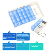 Electronic Intelligent Medication 7x28 day Reminder Portable Alarm Pill Box