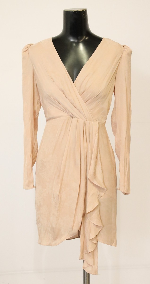 BCBGMaxazria Women's Vera Surplice V-Neck Mini Dress CD4 Pink Size NWT