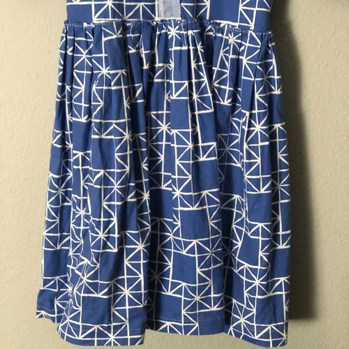 Fleur + Dot Handmade Childhood Girls Fit Flare Dress Girls 7 Blue White Geo - Picture 6 of 10