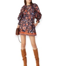 Ulla Johnson Devya Floral Long Balloon Sleeve Shift Dress, Size 2,  New with Tag