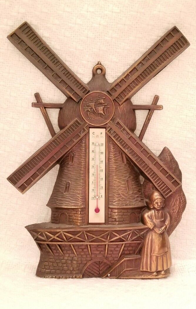 Vintage Max 59% OFF Bronze Windmill Thermometer Atlanta Mall 8