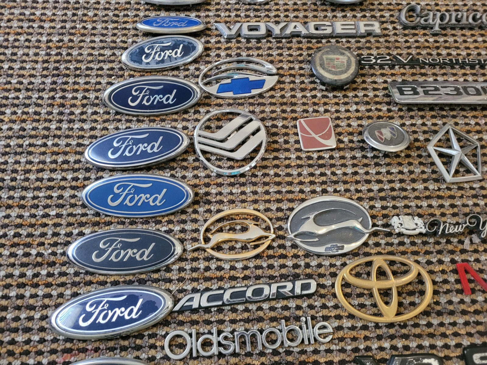 HUGE Vintage Lot of 160 OEM Used car Nameplate Emblems Mostly 1980's