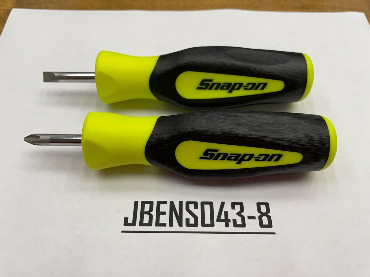 Snap-on Tools NEW HI-VIZ 2pc Soft Grip Instinct Handle Stubby