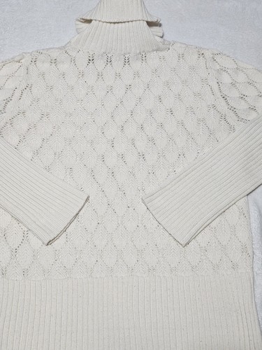 NINE & CO. Sweater Womens Large BY NINE WEST 100% Acrylic Pullover White Crochet - Picture 7 of 7