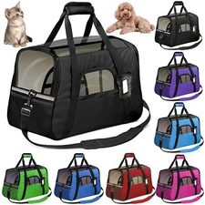 Pet Dog /Small Cat Carrier Soft Sided Comfort Bag Travel Case Airline Approved