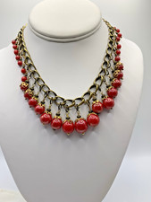FUN Chunky Red Beaded BOHO Adjustable Necklace 16-18"