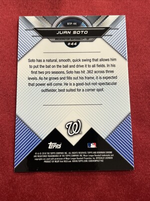 2018 Bowman Bowman Chrome Scouts' Top 100 Juan Soto #BTP-44