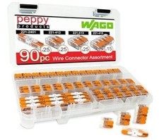 WAGO 221 Lever Nuts 90pc Compact Splicing Wire Connector Assortment with Case.