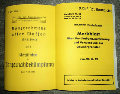 Beschreibung Richlinien Panzerbekämpfung & Handhabung K98-Gewehrgranaten 1942