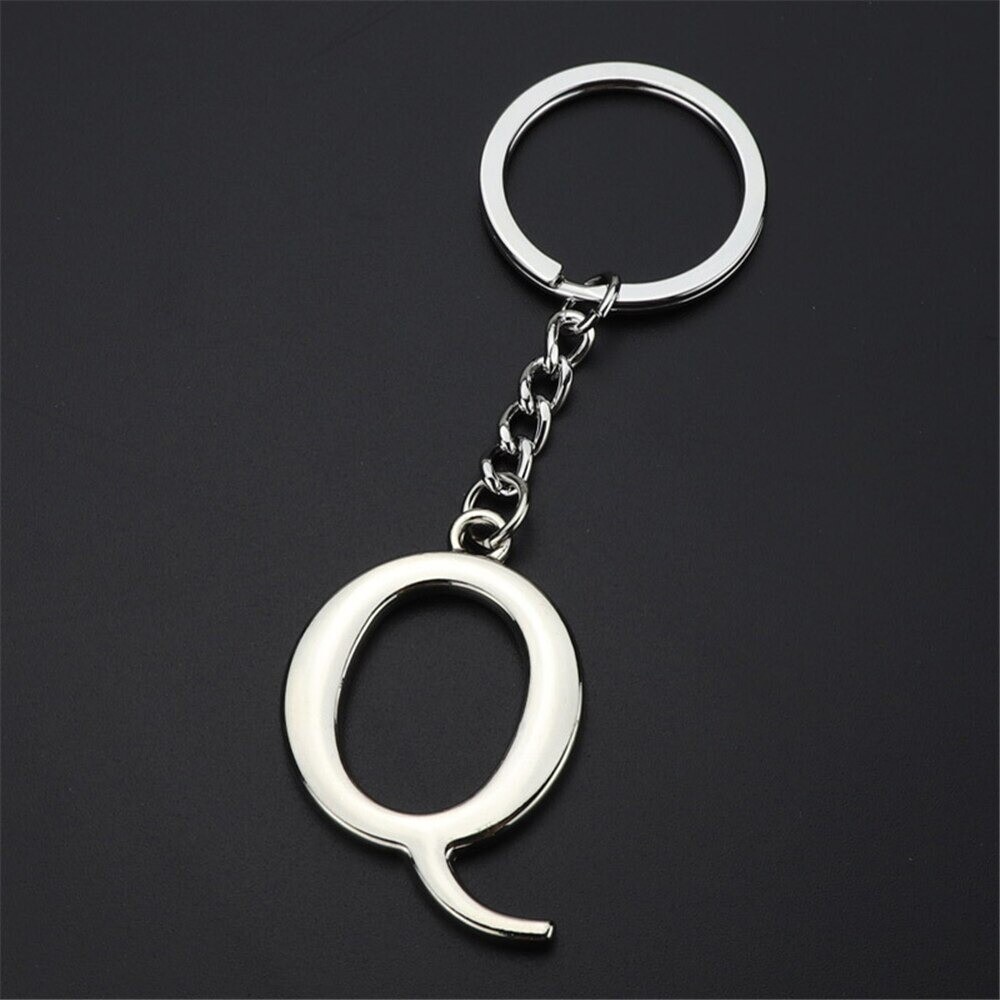 New A-Z 26 Letter Key Chains Stainless Key Ring Key Ornaments Gift