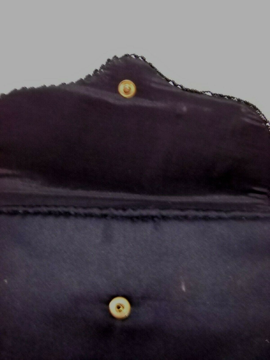 Vintage Kane-M Purse with Beads, Black Fabric, Handmade in