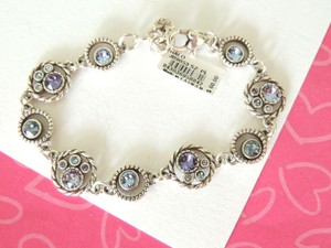 Brighton-Halo-Purple-aqua-Crystal-Bracelet-Round-Links-New-tags-60