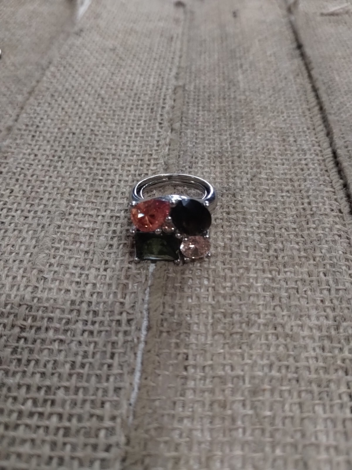 Silvertone Ring With Different Colored Gemstones … - image 1