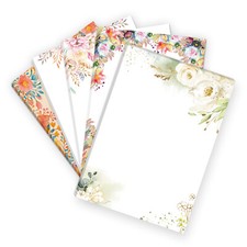 50 Blatt Briefpapier A4 Vintage Blumenmix Aquarell bunt beidseitig Motivpapier