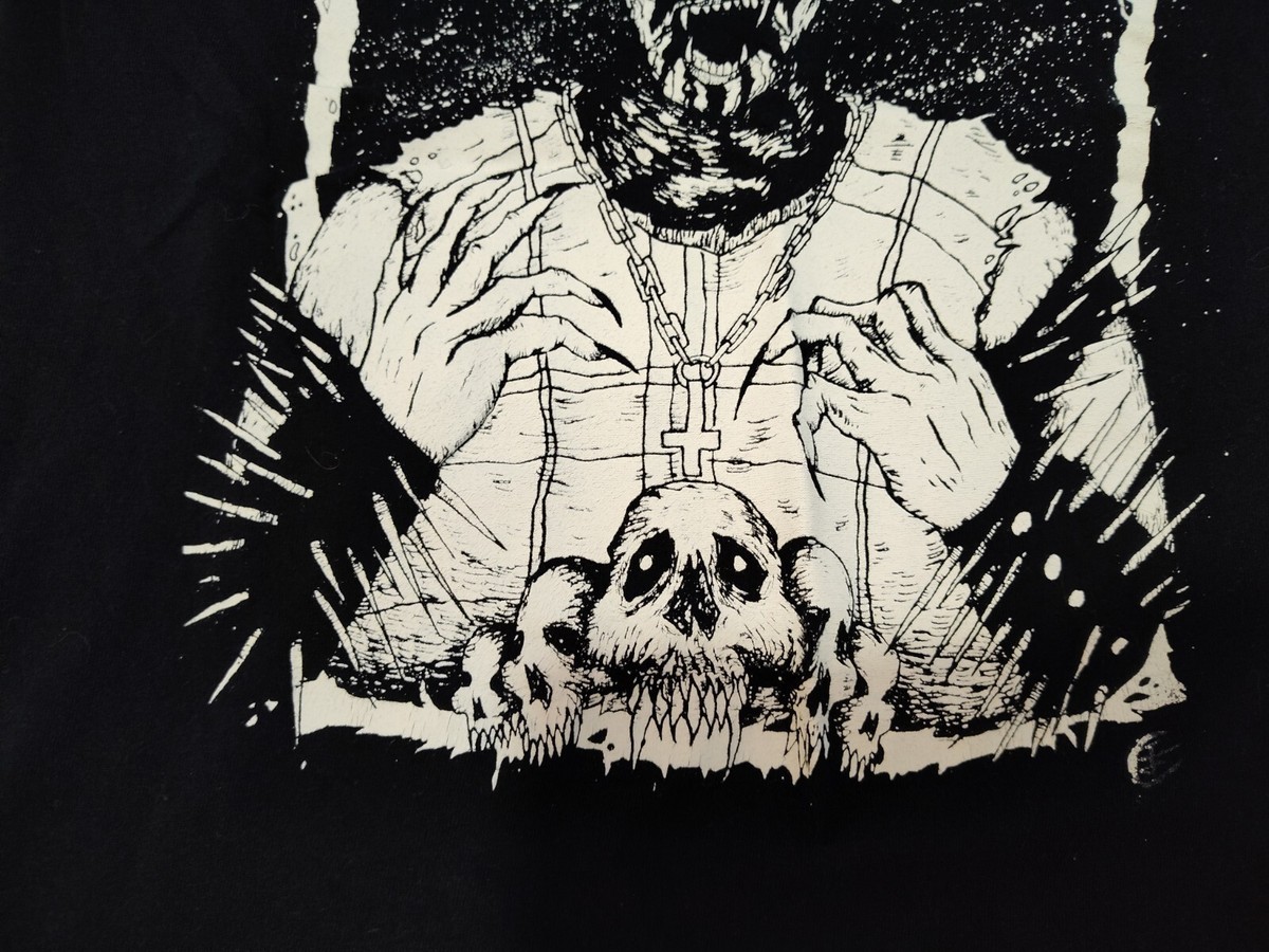 The Needle Drop Black Men's Tee Shirt Metal Themed Skulls VHTF