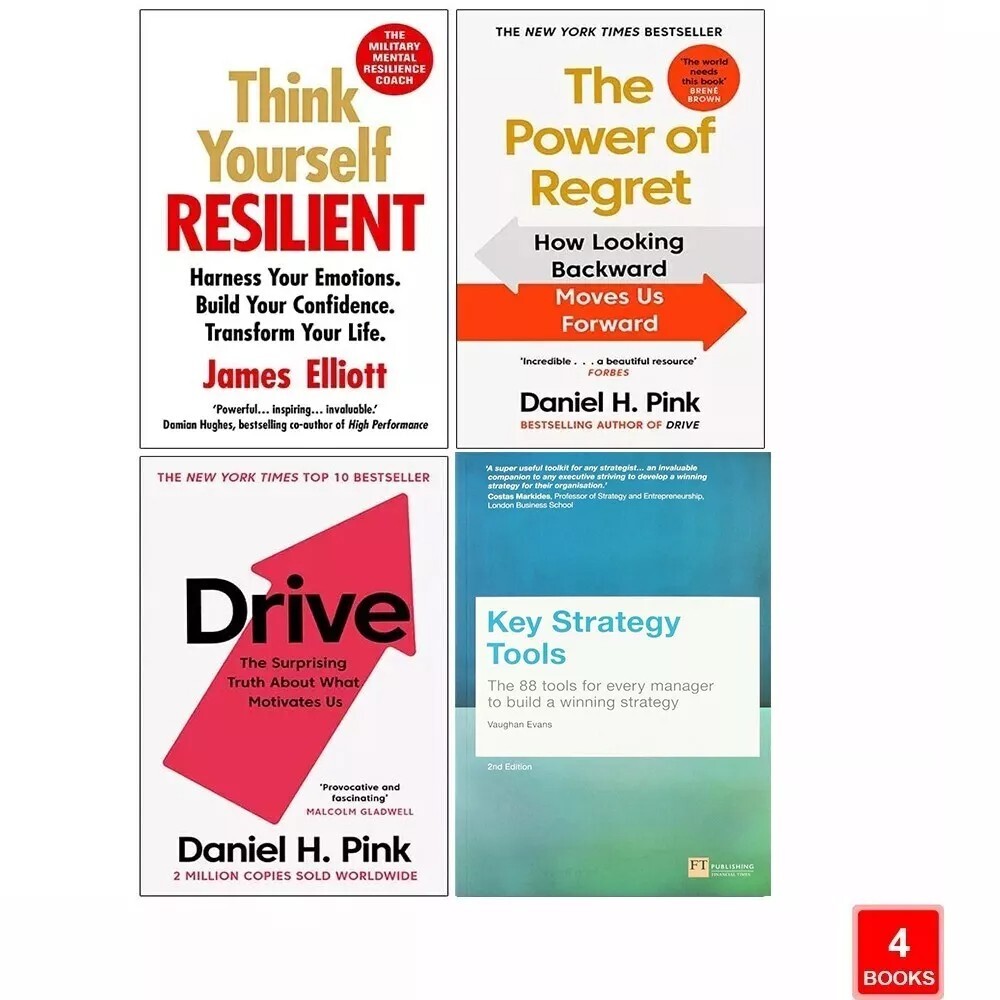 Key Strategy Tools, Think Yourself Resilient, Power of Regret, Drive 4 Books Set