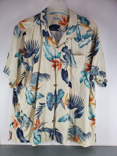 TOMMY BAHAMA HAWAIIHEMD XXL 5+ KNOPFKRAGEN TROPISCH BLAU PARADIESVOGEL