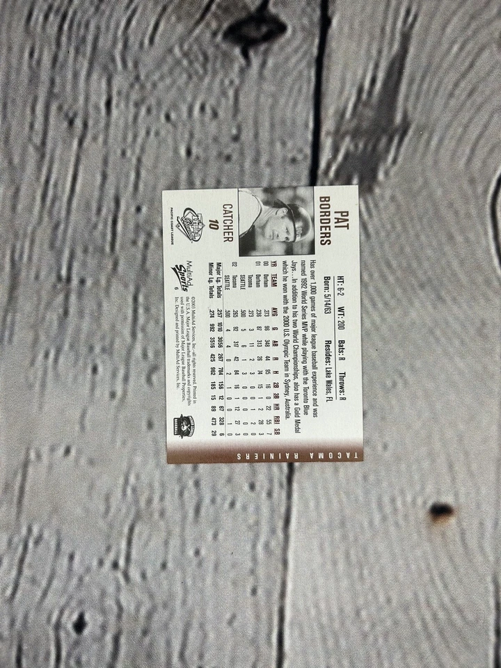 2003 MultiAd Sports Pat Borders Triple-A All-Star Game Baseball Card #6 - Image 2 of 2