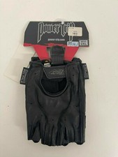 New Men's Leather Fingerless Motorcycle Gloves Gel Padding - Black