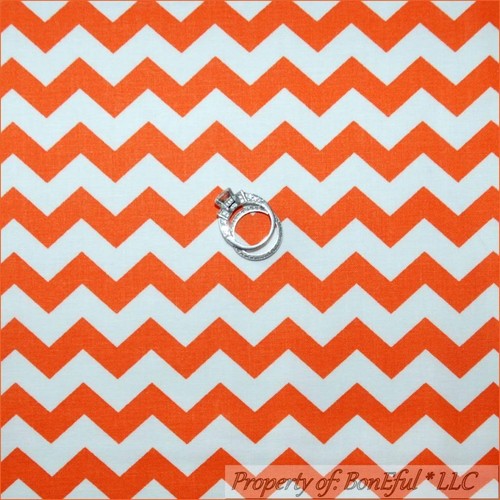 BonEful FABRIC Cotton Orange White CHEVRON Halloween Stripe Small Little 1 SCRAP - Picture 7 of 11