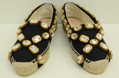 Authentic Gucci Shoes Espadrille Fabric Rope Crystals Shoes