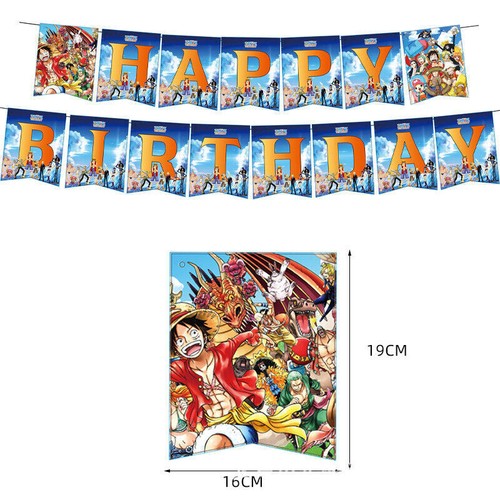One Piece Kids Birthday Party Decoration Set Balloon Banner Cake Topper Swirl - Picture 12 of 19