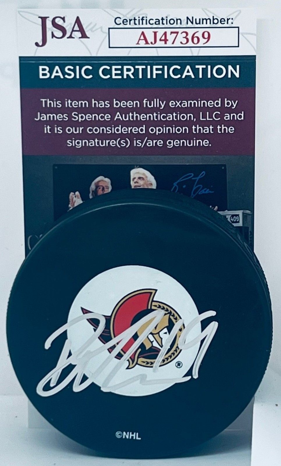 Drake Batherson Autographed Signed Ottawa Senators Logo Puck JSA 