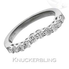 0.60ct Brilliant Cut F VS Diamond Curved Shaped Wedding Ring in 18ct White Gold
