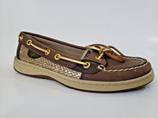Sperry Top-Sider Angelfish Boat Shoes Women 6M Brown Leather Flat Slip-On Bling