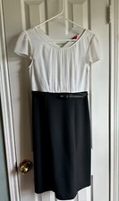 Signature by Sangria Size 6 Black and White Dress with Belt for Work Business GU