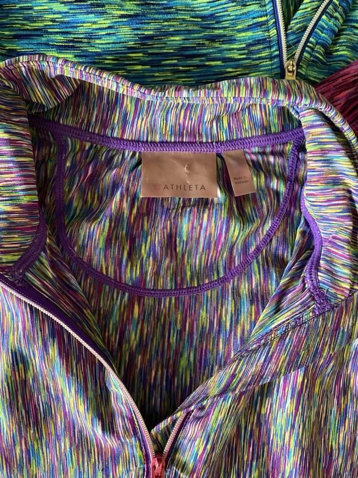 Lote de 3 camisetas para correr Athleta S para mujer cremallera multicolor manga larga gimnasio Foto 3 de 4