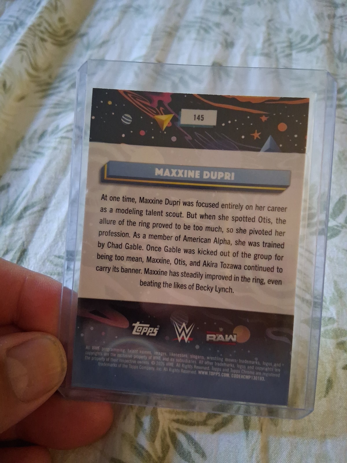 2026 Topps Chrome Cosmic Maxxine Dupri Green Speckle /75 WWE view 2