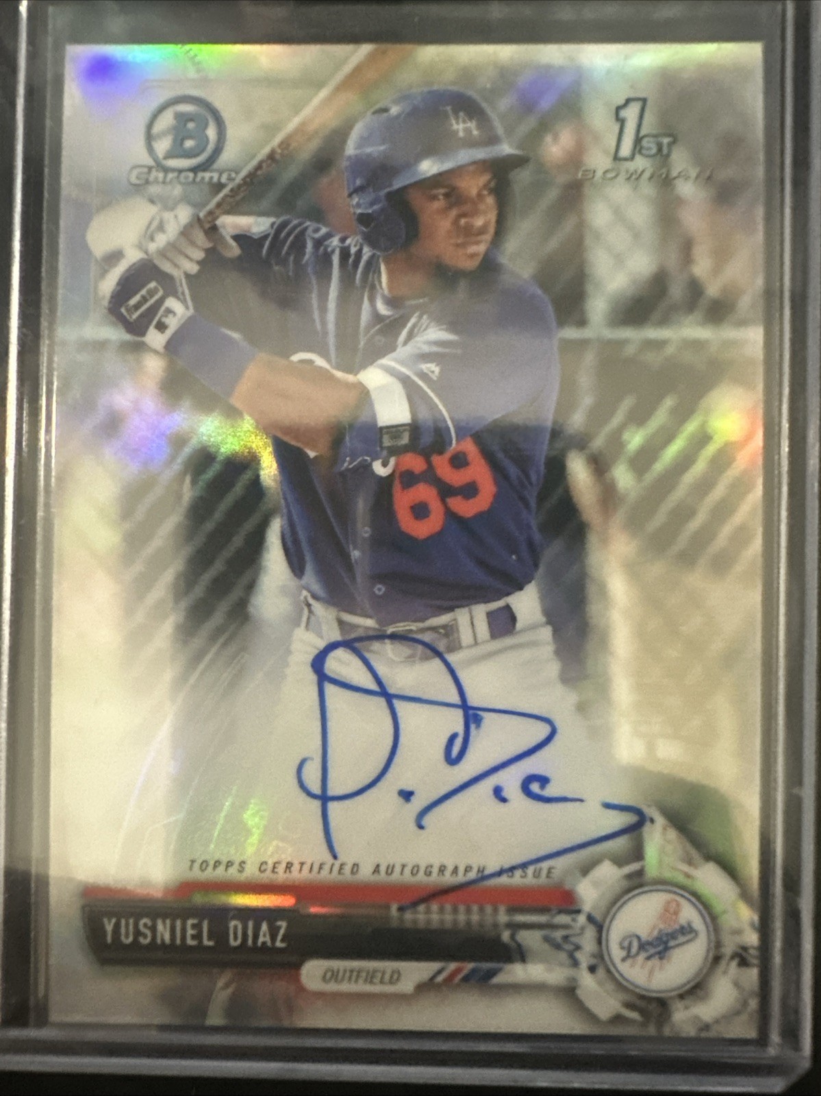 2017 Bowman Chrome Yusniel Diaz RC Auto Refractor /499 Minty!
