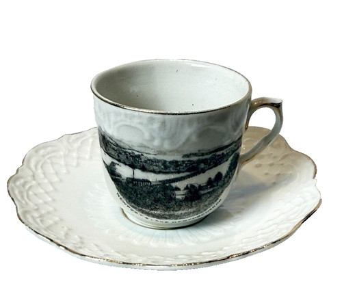 Lake Memphremagog VT VERMONT ANTIQUE Souvenir China TRINKET TEA CUP SAUCER