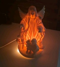 Vintage Ceramic Angel Night Light with Children