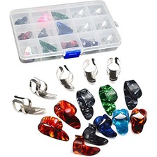 15-Piece Metal Finger Thumb Pick Set for Guitar Banjo with Storage Case