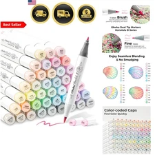 Pastel Markers Brush Tip Alcohol Based Art Markers for Sketch Illustration