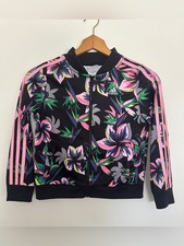 Adidas Girls Tropical Floral Track Jacket 3-Stripes Medium 10/12 Rare
