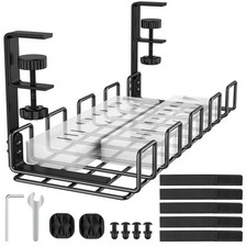 REFLYING Under-Desk Cable Management Tray 15.7x6.3in No-Drill Steel Organizer
